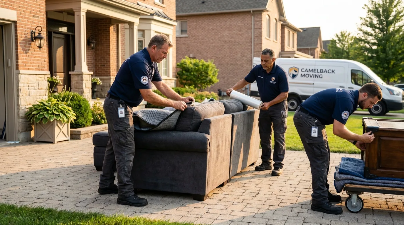 Large estate moving crew wrapping furniture in Adams, WI